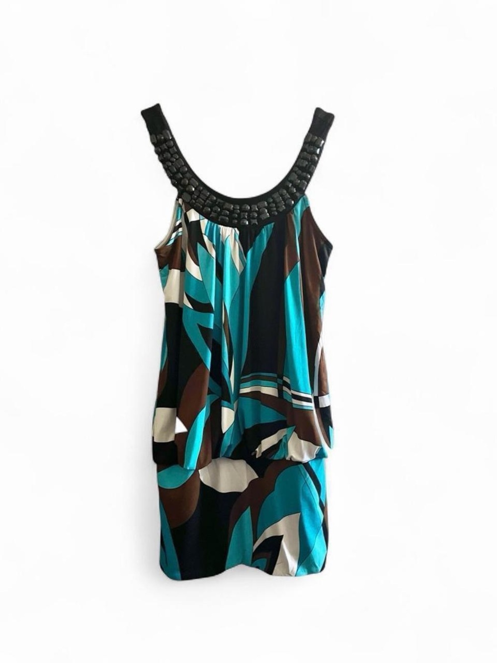 Vintage Y2K Beaded Abstract Mini Dress M